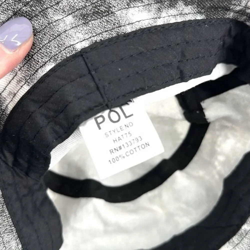 POL Women's‎ 100% Cotton Knit Tie Dye Bucket Hat Black White One Size